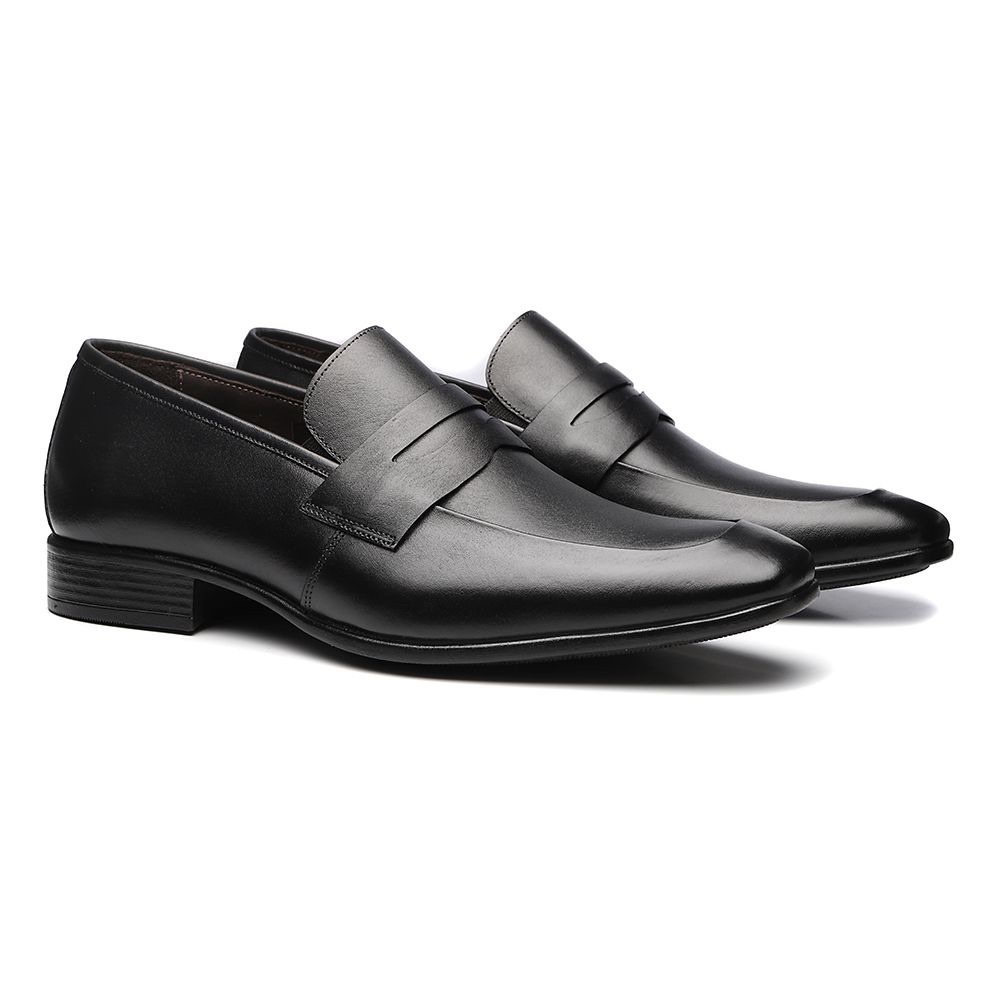 Via Veneto Men's Italian Casual Slip On Black Leather Loafers Shoes Size 39 EU